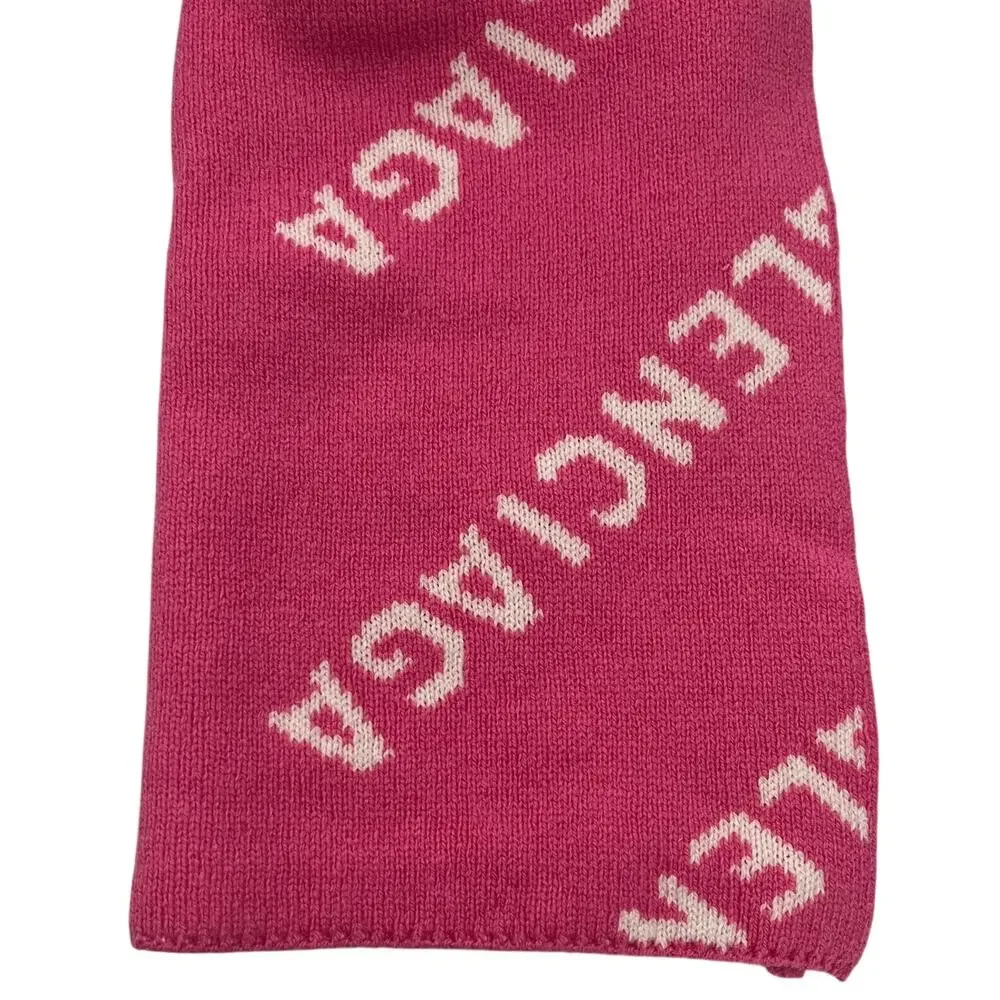 15-79(2) BALENCIAGA 100% Wool All Over Logo Scarf Reversible 88